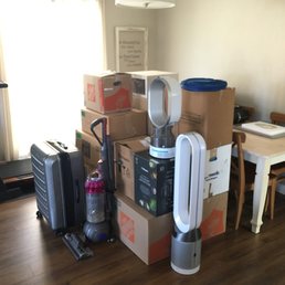 All my smaller things packed up neatly in boxes, ready to go for the movers!
