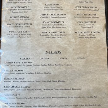 The Carriage House - Menu - New American Near Me - Patterson, New York The Carriage House - Menu - New American Near Me - Patterson, New York