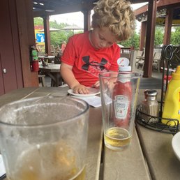 My little man coloring on the patio.