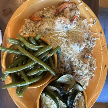 Barbara Jean's Restaurants - Shrimp pasta with green beans and sautéed squash - Southern Near Me - St. Simons, Georgia