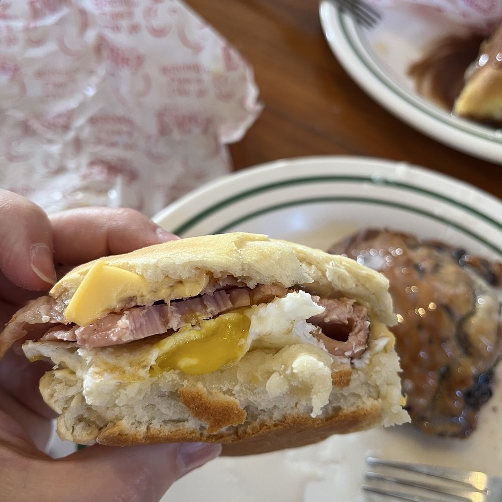 Edie's Biscuits - Ham, egg, and cheese biscuit cross section-deliciousness!! - Cajun/Creole Near Me - Lafayette, Louisiana Edie's Biscuits - Ham, egg, and cheese biscuit cross section-deliciousness!! - Cajun/Creole Near Me - Lafayette, Louisiana