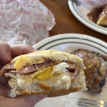 Edie's Biscuits - Ham, egg, and cheese biscuit cross section-deliciousness!! - Cajun/Creole Near Me - Lafayette, Louisiana Edie's Biscuits - Ham, egg, and cheese biscuit cross section-deliciousness!! - Cajun/Creole Near Me - Lafayette, Louisiana