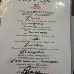 Bella Smiles Family & Cosmetic Dentistry - Comfort Menu when you check-in