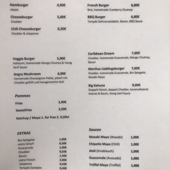 Marthas - Menu - Burgers Near Me - Berlin, BE