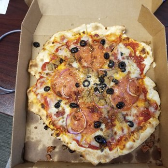 Pie Five Pizza - 25 minutes late and a blob shape at that, - Pizza Near Me - Frisco, Texas