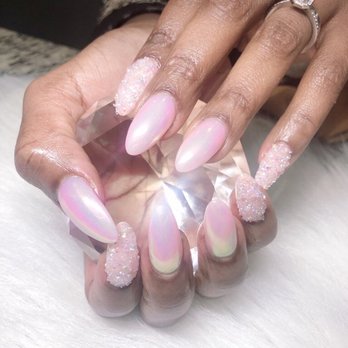 Grand Nails Bar - "Bubble bath" paint w chrome finish and studded nails - Nail Salons Near Me - Richmond, Texas Grand Nails Bar - "Bubble bath" paint w chrome finish and studded nails - Nail Salons Near Me - Richmond, Texas