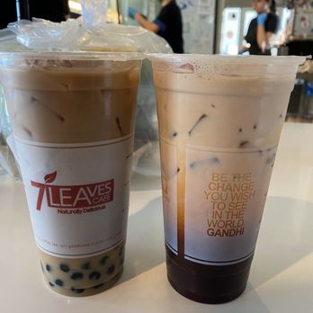 7 Leaves Cafe - Jasmine Milk Tea with Boba & Espresso (Left) Thai Tea (Right) - Coffee & Tea Near Me - Alhambra, California