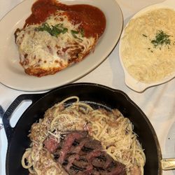 Tomatoes Italian Grille & Bar - Steak Alla Tomatoes special and chicken parm with alfredo/angel hair