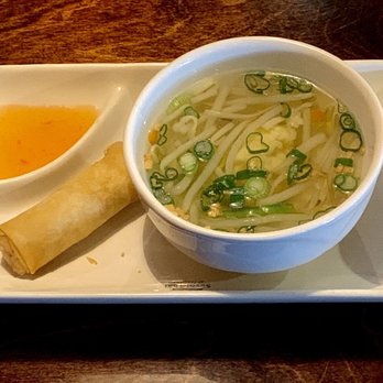 Sushi Thai Too - Appetizer Chicken soup and Spring Roll that comes with lunch items - Sushi Bars Near Me - Naples, Florida