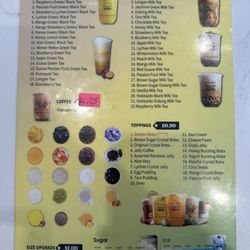 Ding Tea - Menu (back)