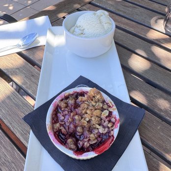 Maryhill Winery - Dessert fruit cobbler with vanilla ice cream. - Wineries Near Me - Goldendale, Washington Maryhill Winery - Dessert fruit cobbler with vanilla ice cream. - Wineries Near Me - Goldendale, Washington