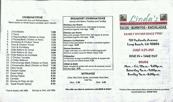 Menu photo 8 Linda's Mexican Delights Long Beach, CA