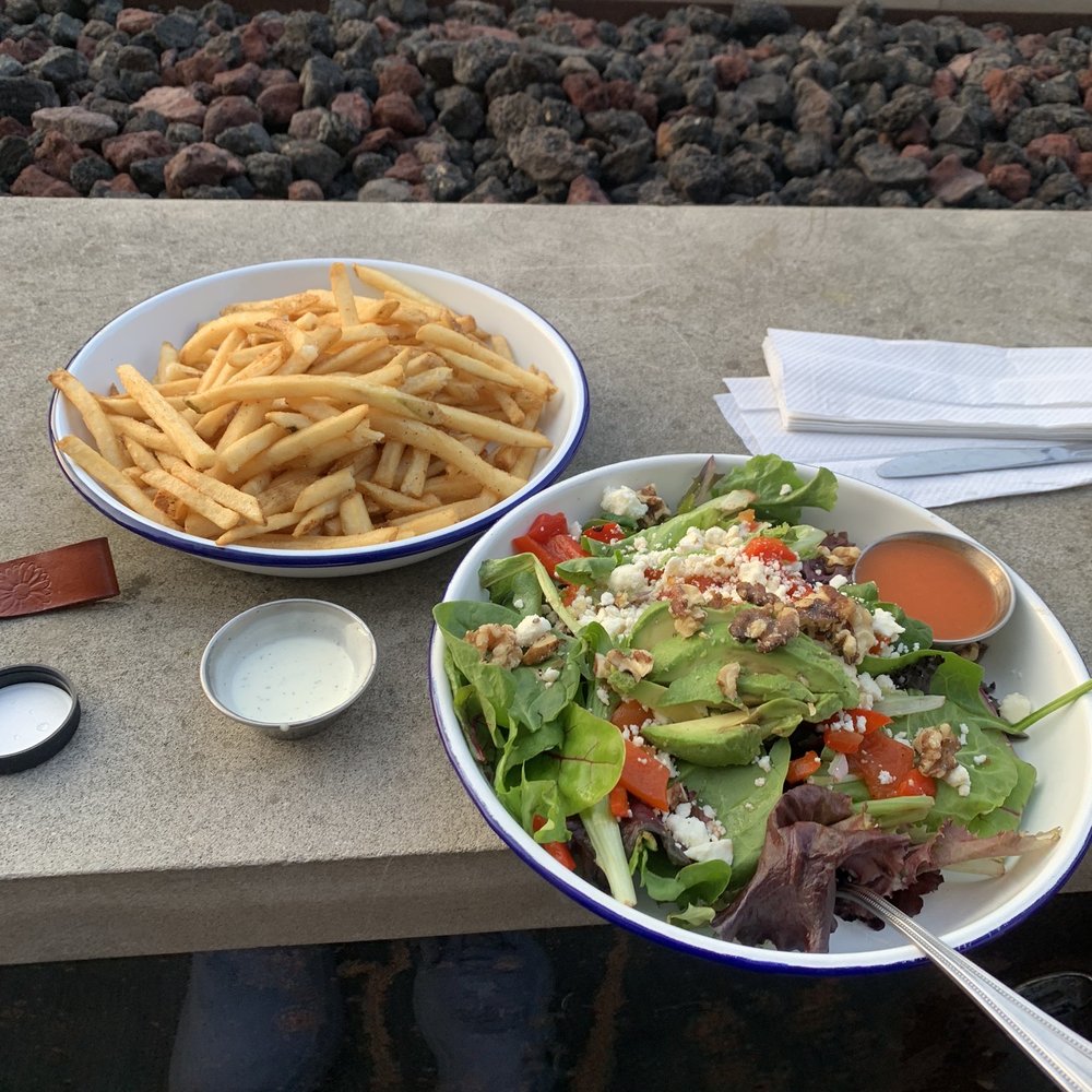 Avocado salad and fries Avocado salad and fries
