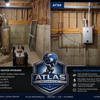 Atlas Mechanical - Before and after tankless water heater install! - Heating & Air Conditioning/HVAC Near Me - Lone Tree, Colorado Atlas Mechanical - Before and after tankless water heater install! - Heating & Air Conditioning/HVAC Near Me - Lone Tree, Colorado