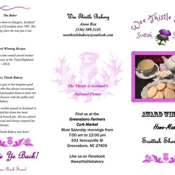 Wee Thistle Bakery - Wee Thistle Bakery Menu - Desserts Near Me - Greensboro, North Carolina Wee Thistle Bakery - Wee Thistle Bakery Menu - Desserts Near Me - Greensboro, North Carolina