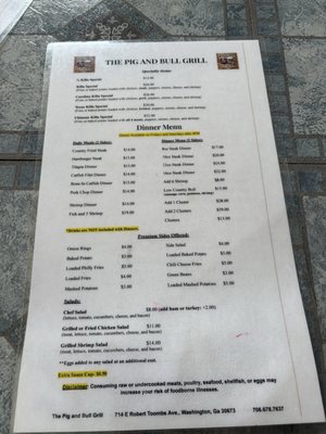 Menu photo 1 The Pig & Bull Grill Washington, GA Menu photo 1 The Pig & Bull Grill Washington, GA