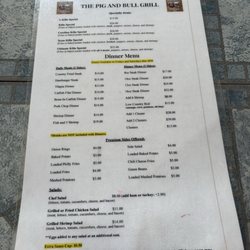 The Pig & Bull Grill - Menu (6/2025)