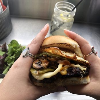 Haunted Hamburger - the haunted hamburger with a garden patty and a fried egg - Burgers Near Me - Jerome, Arizona