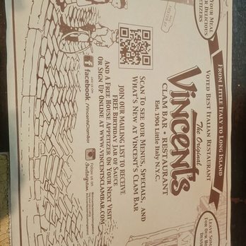 Vincent's Clam Bar - Placemat - Seafood Near Me - Carle Place, New York Vincent's Clam Bar - Placemat - Seafood Near Me - Carle Place, New York