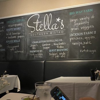 Stella's Southern Bistro - the menu on the wall - New American Near Me - Simpsonville, South Carolina