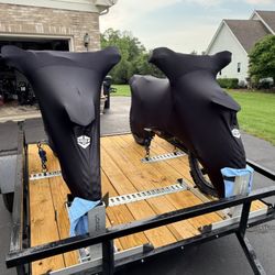 Geza Gear - YZ250FX and 350 EXC-F under my new Geza covers ready for their long ride to the single track.