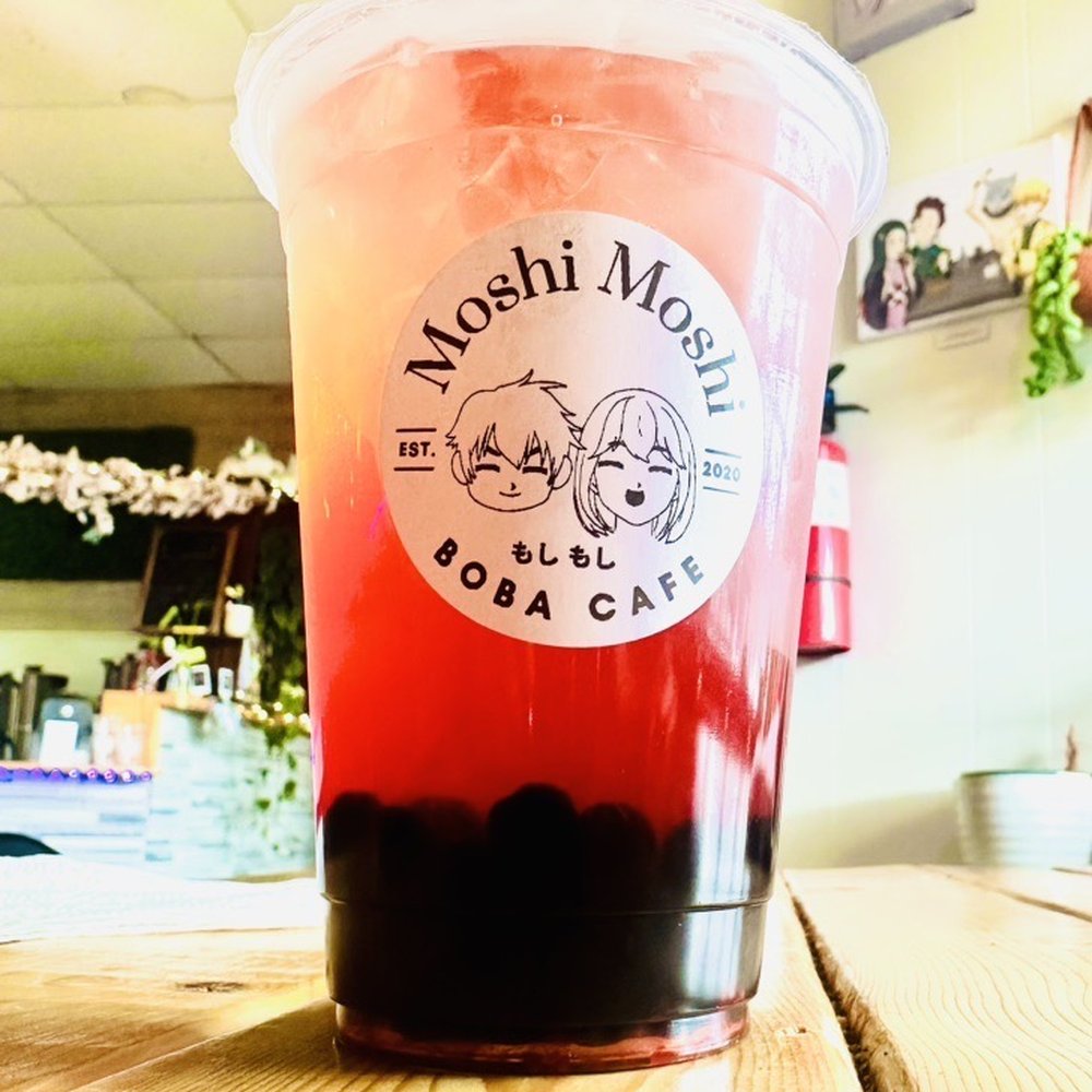 Moshi Moshi Boba Cafe - Strawberry sparkling tea with boba - Bubble Tea Near Me - Greensboro, North Carolina Moshi Moshi Boba Cafe - Strawberry sparkling tea with boba - Bubble Tea Near Me - Greensboro, North Carolina