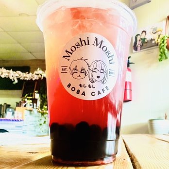 Moshi Moshi Boba Cafe - Strawberry sparkling tea with boba - Bubble Tea Near Me - Greensboro, North Carolina Moshi Moshi Boba Cafe - Strawberry sparkling tea with boba - Bubble Tea Near Me - Greensboro, North Carolina