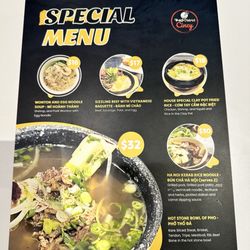 Pho District Cincy - Front of the special menu.
