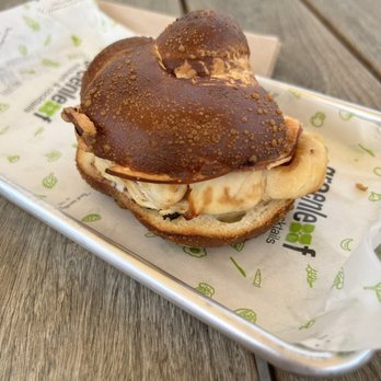 Greenleaf Kitchen & Cocktails - Turkey Melt on Pretzel Bread Sandwich ($13.50) - New American Near Me - Costa Mesa, California Greenleaf Kitchen & Cocktails - Turkey Melt on Pretzel Bread Sandwich ($13.50) - New American Near Me - Costa Mesa, California