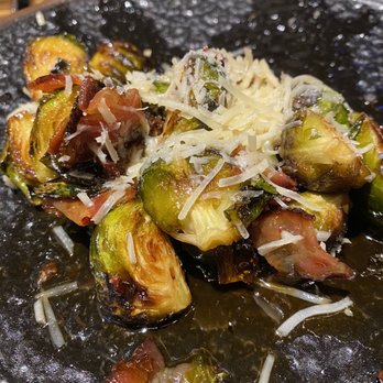 Laughing Monk Brewing - Roasted Brussels Sprouts, Bacon, Sriracha Honey Glaze, Parmesan Cheese - Brewpubs Near Me - Scotts Valley, California Laughing Monk Brewing - Roasted Brussels Sprouts, Bacon, Sriracha Honey Glaze, Parmesan Cheese - Brewpubs Near Me - Scotts Valley, California