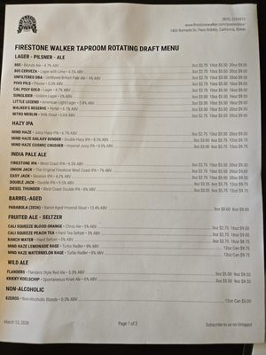 Menu photo 1 Firestone Walker - Paso Robles Paso Robles, CA Menu photo 1 Firestone Walker - Paso Robles Paso Robles, CA