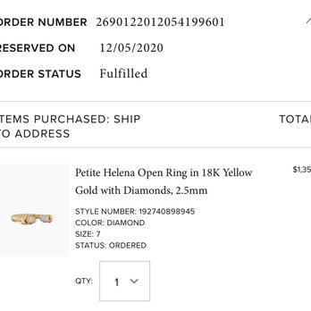 David Yurman - Order Receipt - Jewelry Near Me - Boston, Massachusetts
