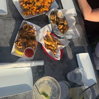 Patio 03907 - Bang bang cauliflower, fried pickles, French fries, calamari for one - Seafood Near Me - Ogunquit, Maine