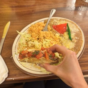 Casa Sanchez - 2. Shredded Beef Taco with rice and beans - Mexican Near Me - Ontario, California