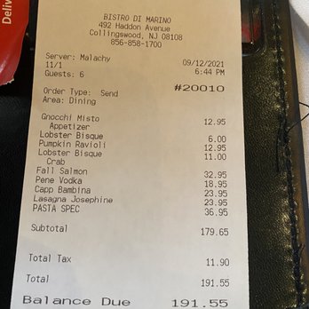 Bistro Di Marino - Not bad for 6 people - Italian Near Me - Collingswood, New Jersey Bistro Di Marino - Not bad for 6 people - Italian Near Me - Collingswood, New Jersey