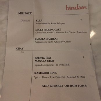 Bindaas - Dessert menu - Indian Near Me - Washington, DC, District of Columbia