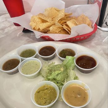 Chuy's - Sauce sampler platter! So good! - Tex-Mex Near Me - Lutz, Florida