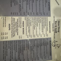 Dew Drop Bar & Grill - Menu