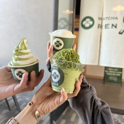 Mochi Ya Ren - Matcha and milk swirl, matcha mochi ice cream, mont blanc soft serve