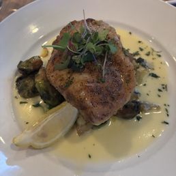 Red Grouper with Lemon Beurre Blanc sauce and Brussel Sprouts Red Grouper with Lemon Beurre Blanc sauce and Brussel Sprouts