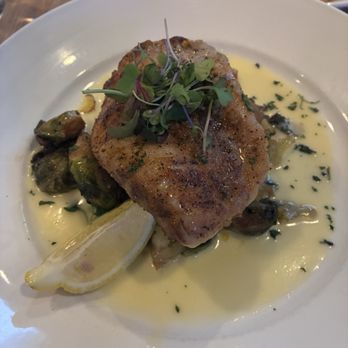 Salt on Mass - Red Grouper with Lemon Beurre Blanc sauce and Brussel Sprouts - Seafood Near Me - Indianapolis, Indiana Salt on Mass - Red Grouper with Lemon Beurre Blanc sauce and Brussel Sprouts - Seafood Near Me - Indianapolis, Indiana
