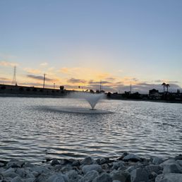 Fountain and sunset Fountain and sunset