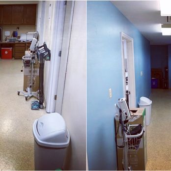 S7 Renovation - Doctor's office update: cabinets refinished with oil based paint, cabinet pulls and blue accent wall. - General Contractors Near Me S7 Renovation - Doctor's office update: cabinets refinished with oil based paint, cabinet pulls and blue accent wall. - General Contractors Near Me