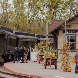 Mid-Continent Railway Museum - Visitors board the train during one of Mid-Continent Railway Museum's Autumn Color Weekend trains.