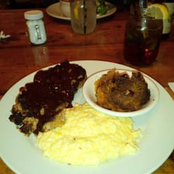 Over Yonder - Meatloaf, sweet potatoes, and cheesy grits.