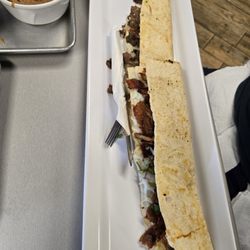 Los Alambres - Sword quesadilla with asada and pastor