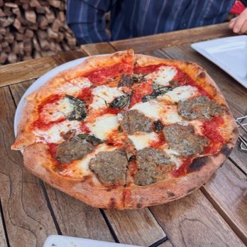 LAMP Pizzeria - Margehrita with additional topping of meatball slices. - Pizza Near Me - Scottsdale, Arizona