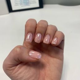 Baby pink chrome gel