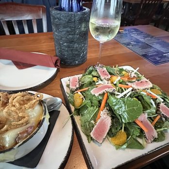 Tommy's Tavern + Tap - French Onion Soup, Ahi Tuna Salad, and a chilled Riesling - American Near Me - Edison, New Jersey Tommy's Tavern + Tap - French Onion Soup, Ahi Tuna Salad, and a chilled Riesling - American Near Me - Edison, New Jersey