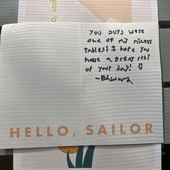 Hello, Sailor - A thank you card - Seafood Near Me - Cornelius, North Carolina Hello, Sailor - A thank you card - Seafood Near Me - Cornelius, North Carolina